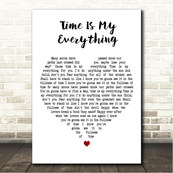 Ian Brown Time Is My Everything White Heart Song Lyric Wall Art Canvas Framed Print