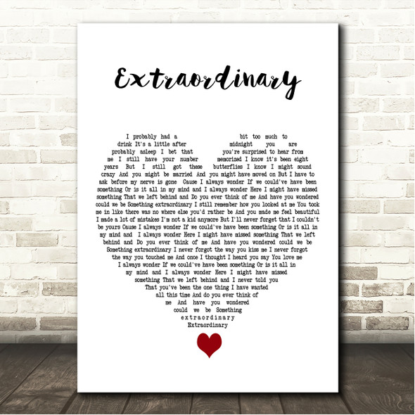 Idina Menzel Extraordinary White Heart Song Lyric Wall Art Canvas Framed Print