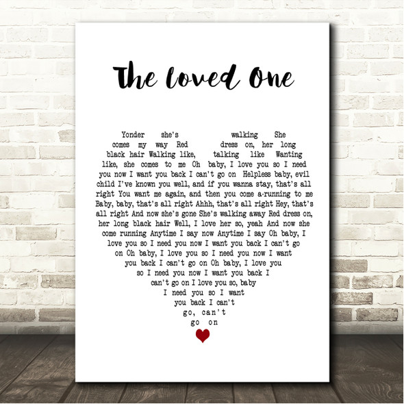 INXS The Loved One White Heart Song Lyric Wall Art Canvas Framed Print