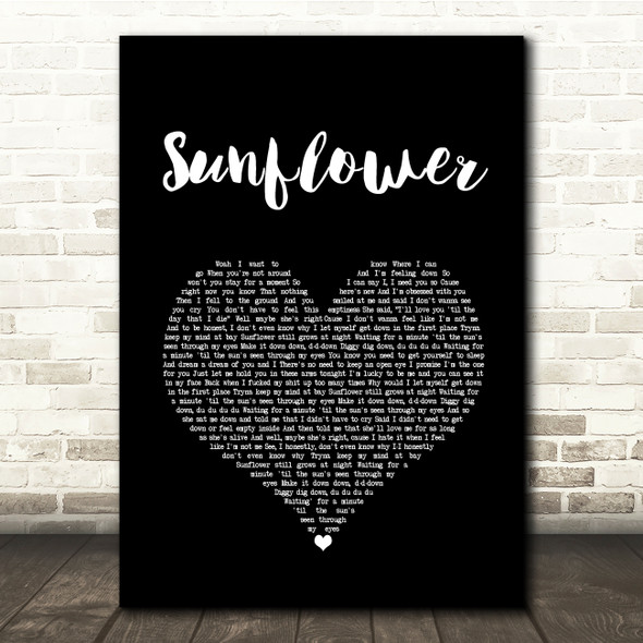 Rex Orange County Sunflower Black Heart Song Lyric Quote Music Print