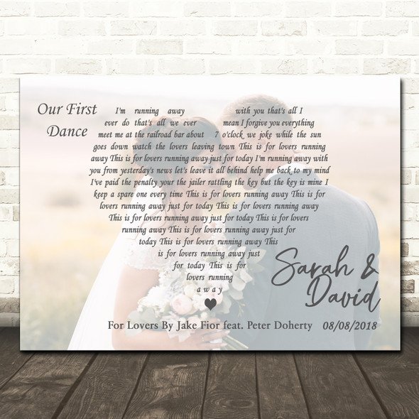 Jake Fior feat. Peter Doherty For Lovers Full Page Landscape Photo First Dance Wedding Song Lyric Wall Art Canvas Framed Print