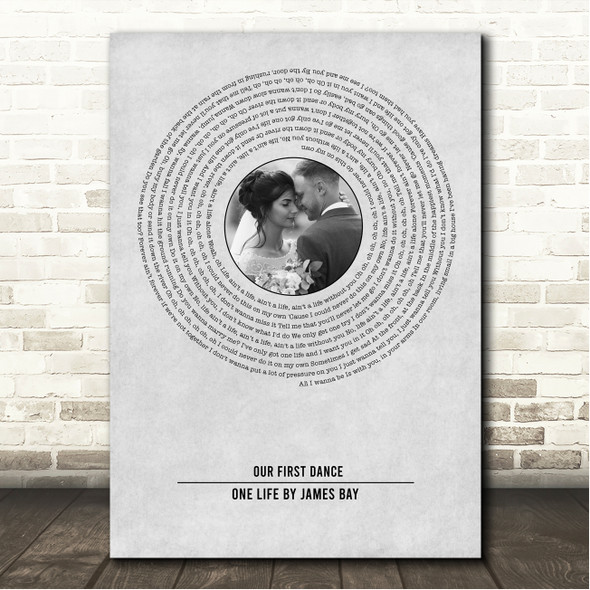 James Bay One Life Grey Vinyl Record Wedding First Dance Photo Song Lyric Wall Art Canvas Framed Print