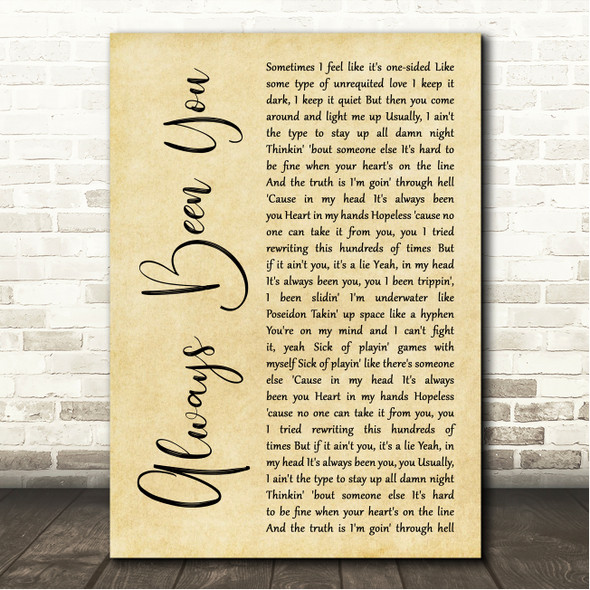 Jessie Murph Always Been You Rustic Script Song Lyric Wall Art Canvas Framed Print
