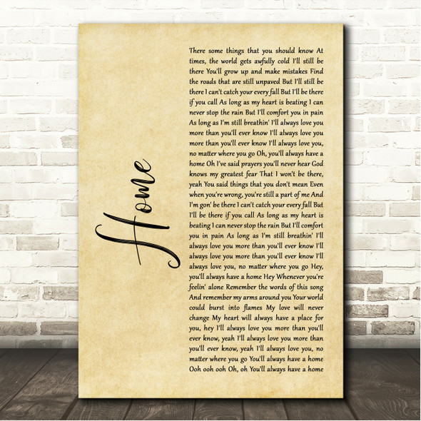 John Legend Home Rustic Script Song Lyric Wall Art Canvas Framed Print