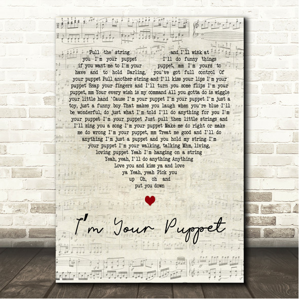James & Bobby Purify Im Your Puppet Script Heart Song Lyric Wall Art Canvas Framed Print