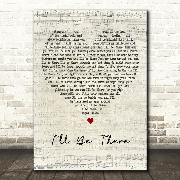 Jane McDonald I'll Be There Script Heart Song Lyric Wall Art Canvas Framed Print