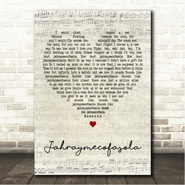 Jill Scott Jahraymecofasola Script Heart Song Lyric Wall Art Canvas Framed Print