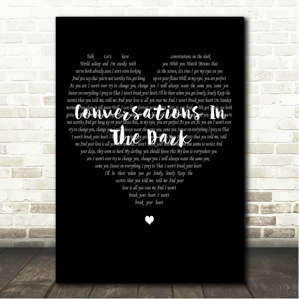 John Legend Conversations In The Dark Simple Heart Black & White Song Lyric Wall Art Canvas Framed Print