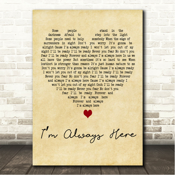 Jimi Jamison Im Always Here Vintage Heart Song Lyric Wall Art Canvas Framed Print