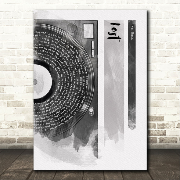 Jake Bugg Lost Vinyl Record Half Lyrics Black Grey Song Lyric Wall Art Canvas Framed Print