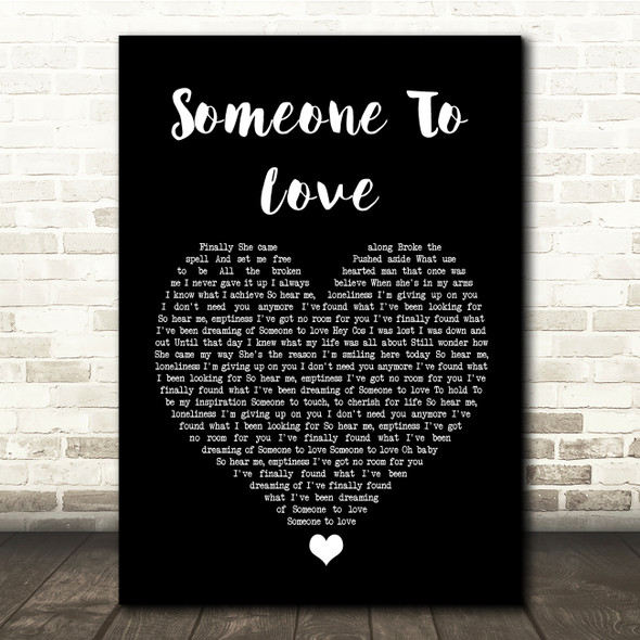 Shayne Ward Someone To Love Black Heart Song Lyric Quote Music Print