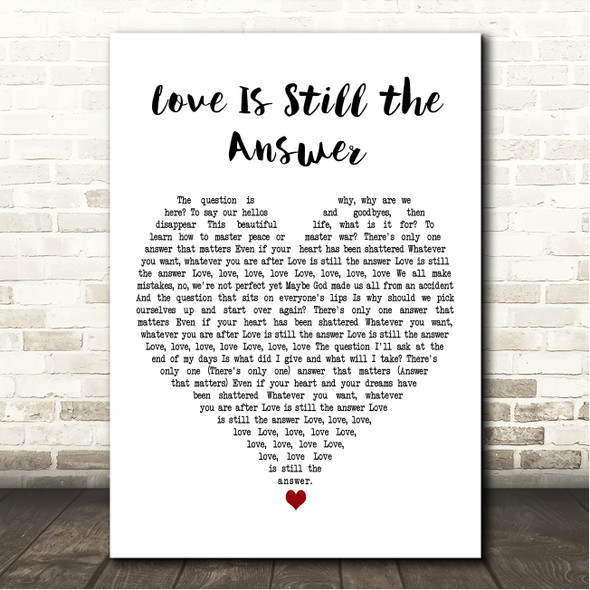 Jason Mraz Love Is Still the Answer White Heart Song Lyric Wall Art Canvas Framed Print