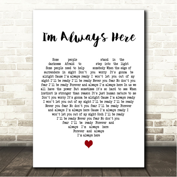 Jimi Jamison Im Always Here White Heart Song Lyric Wall Art Canvas Framed Print