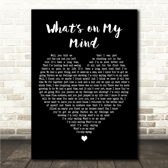 Kansas Whats on My Mind Black Heart Song Lyric Wall Art Canvas Framed Print