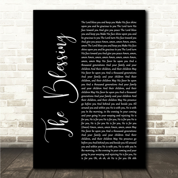 Kari Jobe feat. Cody Carnes The Blessing Black Script Song Lyric Wall Art Canvas Framed Print