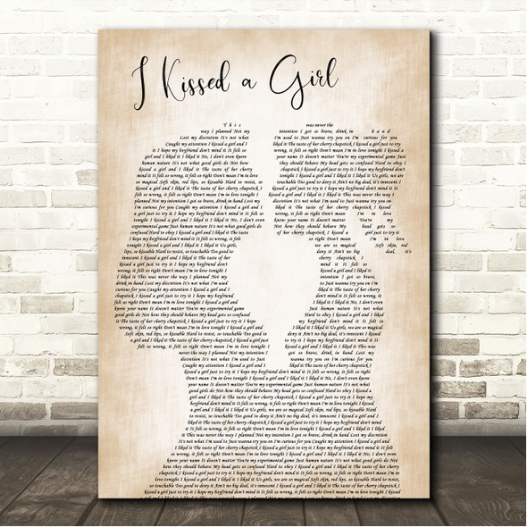 Katy Perry I Kissed a Girl Lesbian Women Gay Brides Couple Wedding Song Lyric Wall Art Canvas Framed Print
