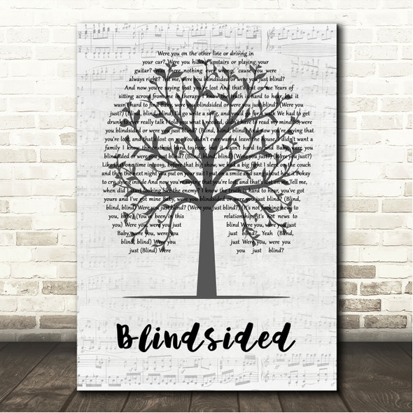 Kelsea Ballerini Blindsided Music Script Tree Song Lyric Wall Art Canvas Framed Print