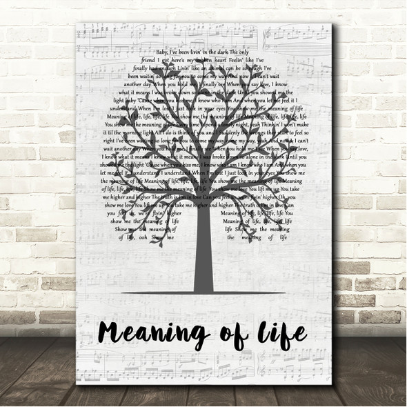 Kelly Clarkson Meaning of Life Music Script Tree Song Lyric Wall Art Canvas Framed Print