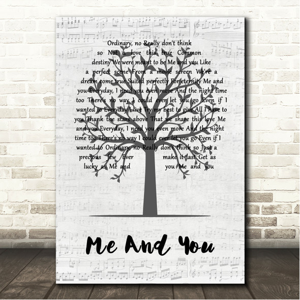 Kenny Chesney Me And You Music Script Tree Song Lyric Wall Art Canvas Framed Print