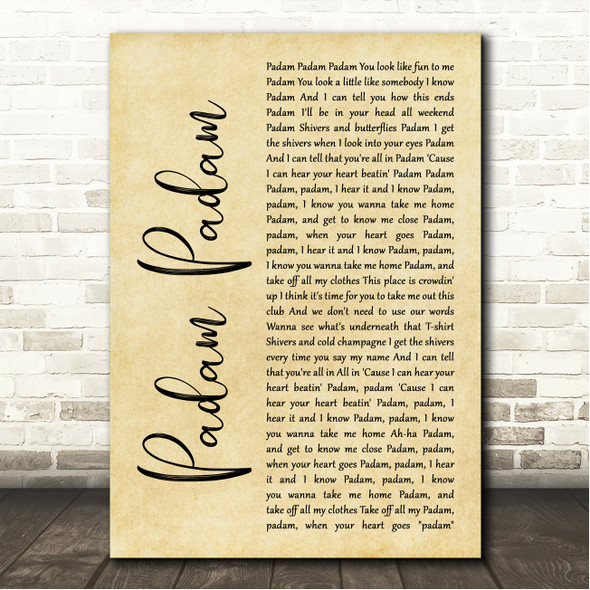 Kylie Minogue Padam Padam Rustic Script Song Lyric Wall Art Canvas Framed Print