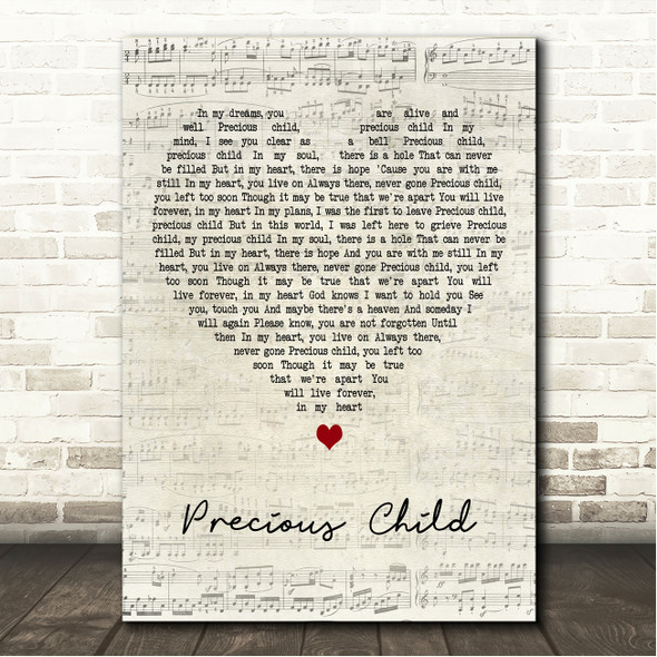 Karen Taylor Good Precious Child Script Heart Song Lyric Wall Art Canvas Framed Print