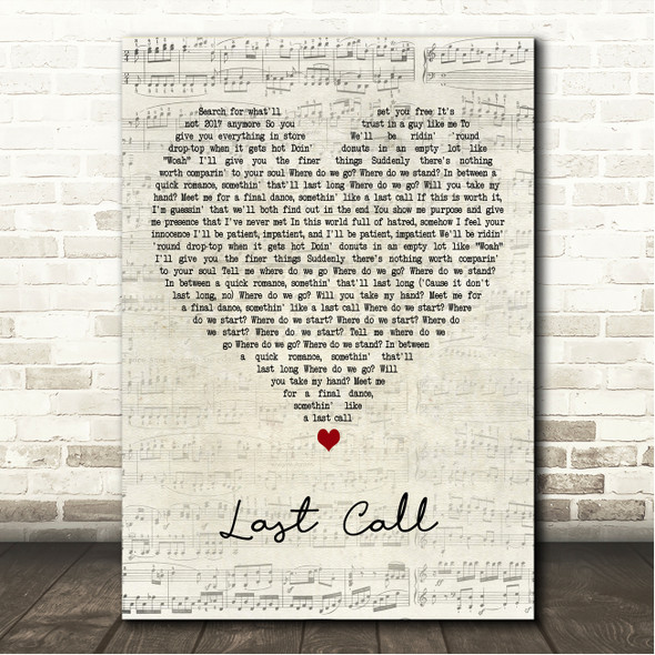 Khalid Last Call Script Heart Song Lyric Wall Art Canvas Framed Print