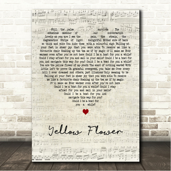 KT Tunstall Yellow Flower Script Heart Song Lyric Wall Art Canvas Framed Print