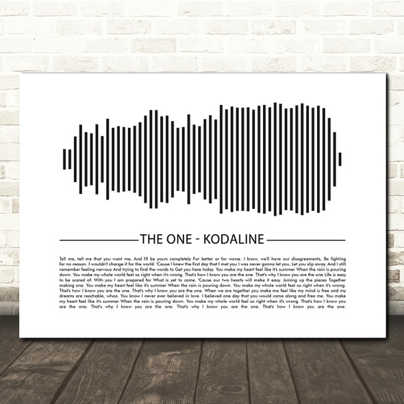 Kodaline The One Sound Wave Minimal Song Lyric Wall Art Canvas Framed Print