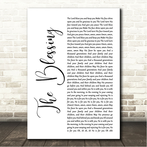 Kari Jobe feat. Cody Carnes The Blessing White Script Song Lyric Wall Art Canvas Framed Print