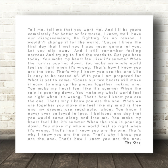 Kodaline The One White Square Simple Script Song Lyric Wall Art Canvas Framed Print