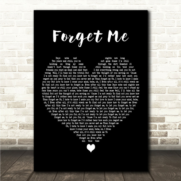 Lewis Capaldi Forget Me Black Heart Song Lyric Wall Art Canvas Framed Print