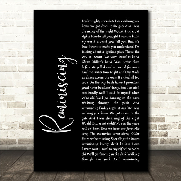 Little River Band Reminiscing Black Script Song Lyric Wall Art Canvas Framed Print