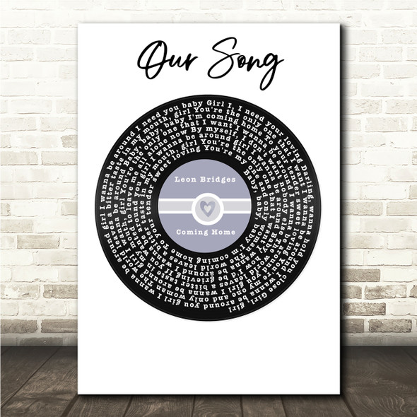 Leon Bridges Coming Home Blue Heart Vinyl Record Song Lyric Wall Art Canvas Framed Print