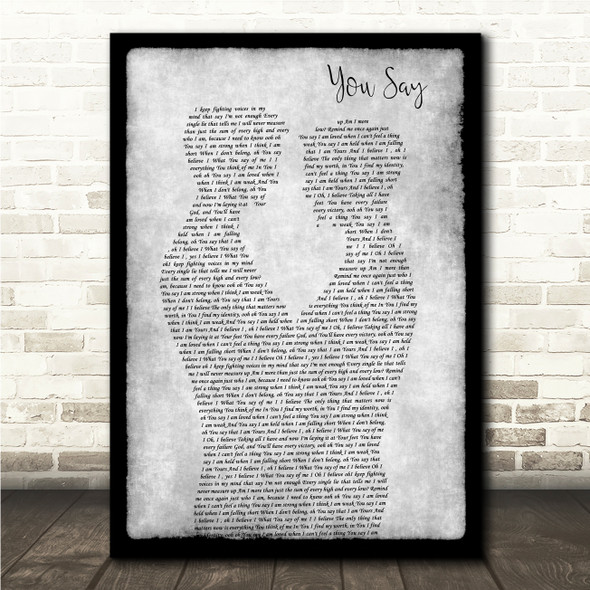 Lauren Daigle You Say Gay Couple Two Men Dancing Grey Song Lyric Wall Art Canvas Framed Print