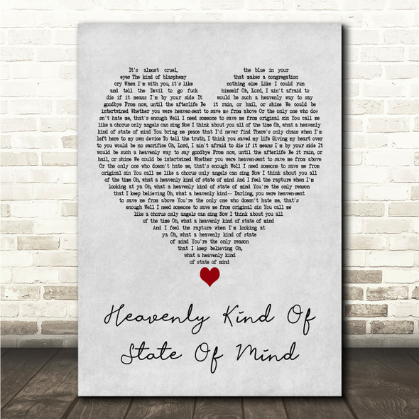 Lewis Capaldi Heavenly Kind Of State Of Mind Grey Heart Song Lyric Wall Art Canvas Framed Print