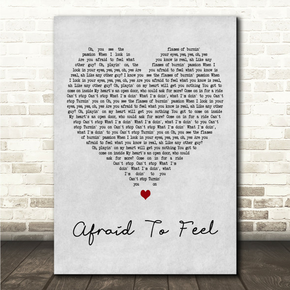 LF SYSTEM Afraid To Feel Grey Heart Song Lyric Wall Art Canvas Framed Print