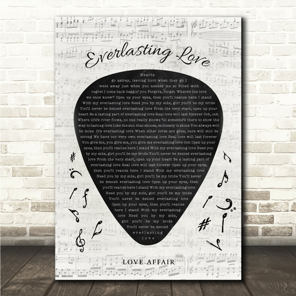 Love Affair Everlasting Love Guitar Pick Plectrum Song Lyric Wall Art Canvas Framed Print