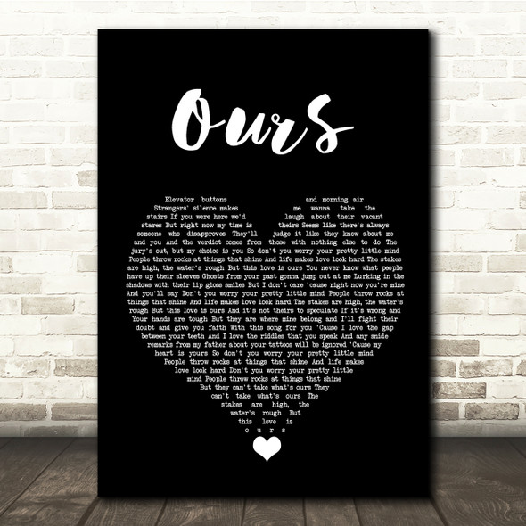 Taylor Swift Ours Black Heart Song Lyric Quote Music Print