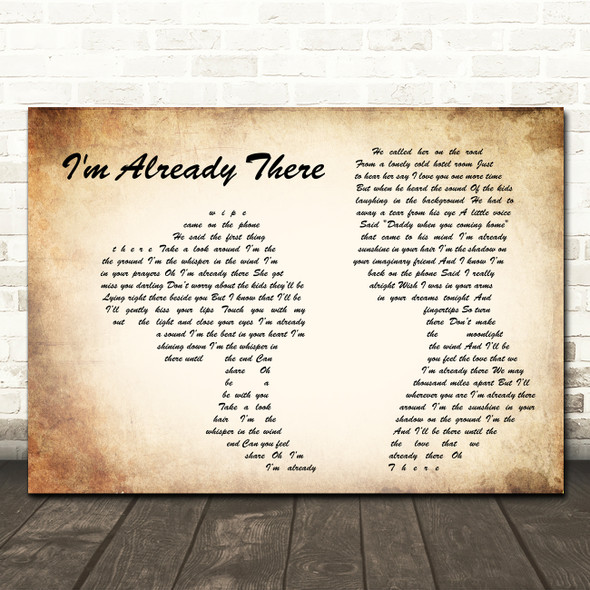 Lonestar I'm Already There Man Lady Couple Song Lyric Wall Art Canvas Framed Print