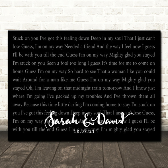 Lionel Richie Stuck On You Landscape Smudge Black Grey Wedding Photo Song Lyric Wall Art Canvas Framed Print