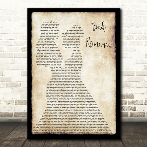 Lady Gaga Bad Romance Lesbian Couple Two Ladies Dancing Song Lyric Wall Art Canvas Framed Print