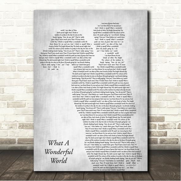 Louis Armstrong What A Wonderful World Mother & Child Grey Song Lyric Wall Art Canvas Framed Print