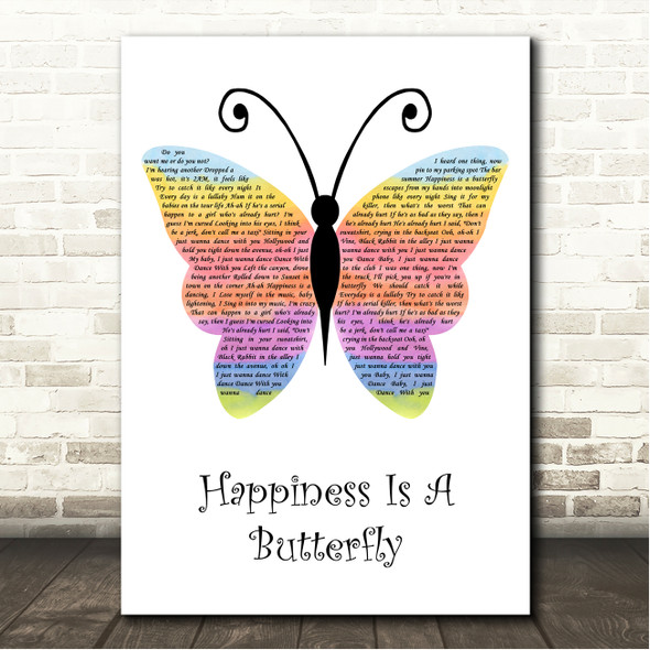 Lana Del Rey Happiness Is A Butterfly Rainbow Butterfly Song Lyric Wall Art Canvas Framed Print