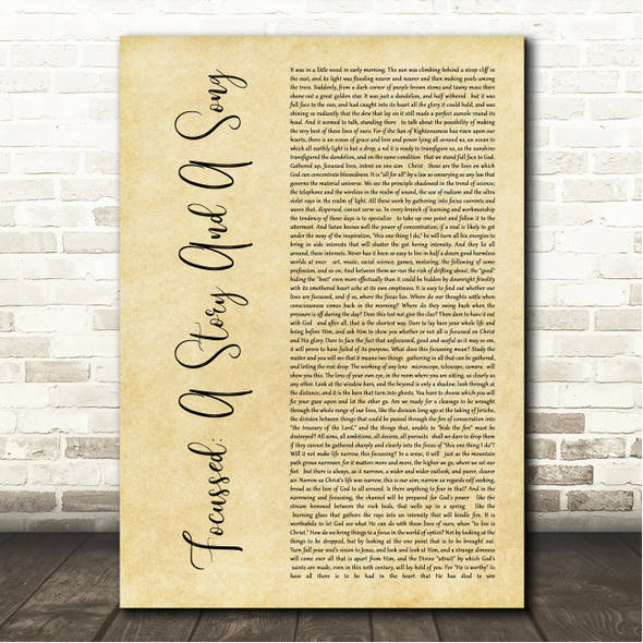 Lilias Trotter Focussed A Story And A Song Rustic Script Song Lyric Wall Art Canvas Framed Print