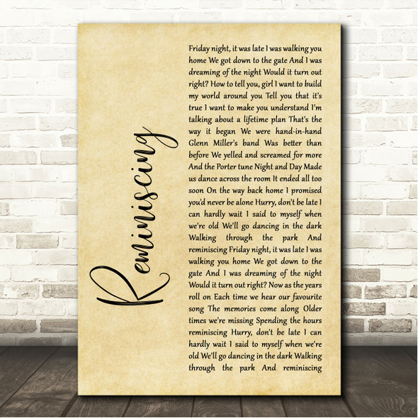 Little River Band Reminiscing Rustic Script Song Lyric Wall Art Canvas Framed Print