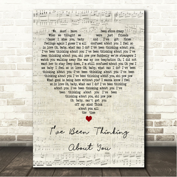 Londonbeat Ive Been Thinking About You Script Heart Song Lyric Wall Art Canvas Framed Print