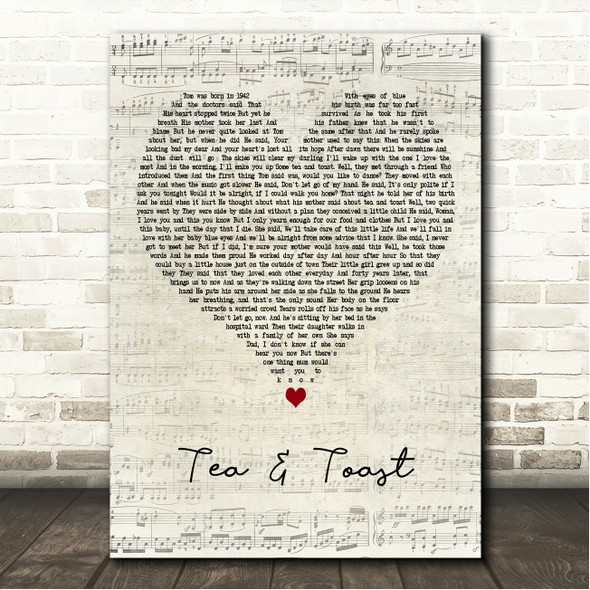 Lucy Spraggan Tea & Toast Script Heart Song Lyric Wall Art Canvas Framed Print