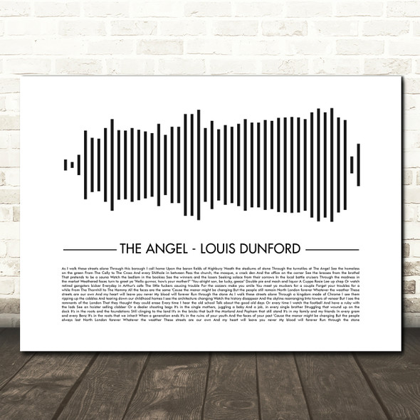 Louis Dunford The Angel (North London Forever) Sound Wave Minimal Song Lyric Wall Art Canvas Framed Print