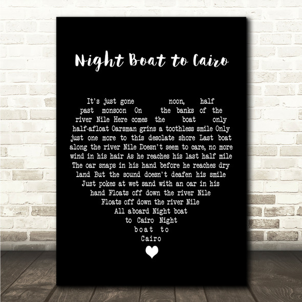 Madness Night Boat to Cairo Black Heart Song Lyric Wall Art Canvas Framed Print