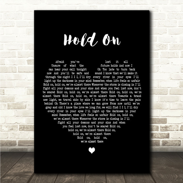Martin Garrix & Matisse & Sadko Hold On Black Heart Song Lyric Wall Art Canvas Framed Print